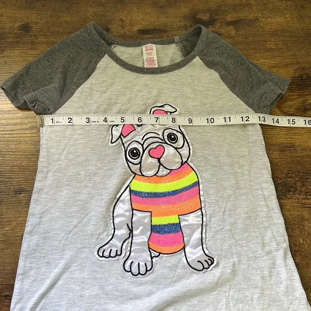 5 for $20 Justice Active Heathered Gray Sequin Dog Graphic Short Sleeve Tee